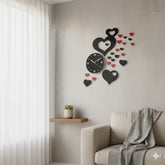 Heart shap Wall Clock Black & Red